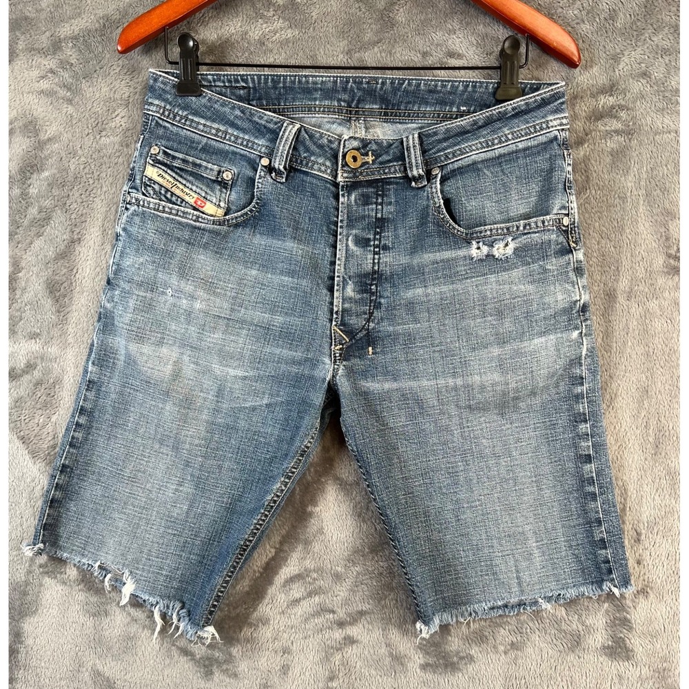 Diesel Denim Shorts Mens 30x11  Blue Distressed Cutoff Button Fly
